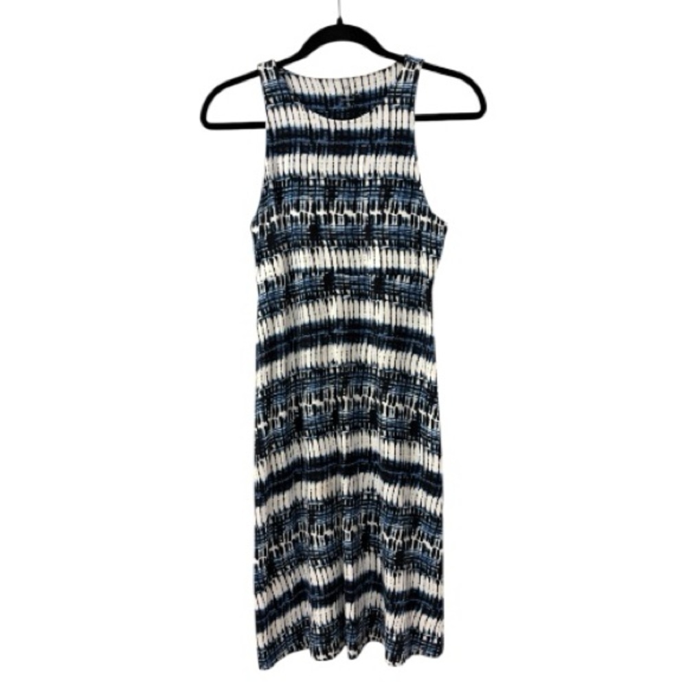 ATHLETA women’s  Modal Navy and White maxi Dress Size Small stripe print tank - Picture 2 of 6